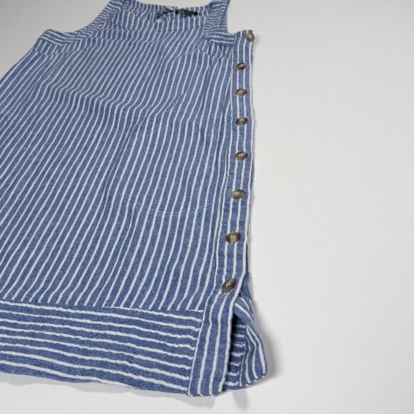 Sleeveless For Cynthia Blue and White Stripe Linen Dress - Picture 4 of 7